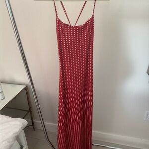 Elegant Red Polka Dot Maxi Dress